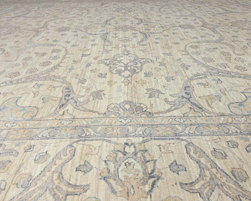 13x17 Zeigler Beige Afghan Hand Knotted Wool Area Rug
